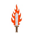 Fire spell. Burning blade. Acient weapon Royalty Free Stock Photo