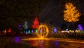 Fire spinning from steel wool Royalty Free Stock Photo