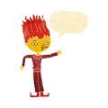 fire spirit cartoon with speech bubble