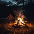 Fire starter in night camp Royalty Free Stock Photo