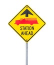 Fire station ahead sign. Royalty Free Stock Photo