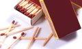 The fire sticks and match boxes. Royalty Free Stock Photo