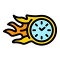 Fire stopwatch icon color outline vector Royalty Free Stock Photo