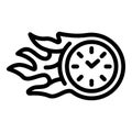 Fire stopwatch icon, outline style Royalty Free Stock Photo