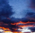 Fire sunset, dusk, evening Looking toward Bear Mountain. Royalty Free Stock Photo