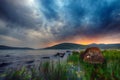 Fire Sunset near Tabatskhuri Lake