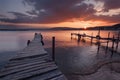 Fire sunset at Port Byala, near the city of Varna, Bulgaria