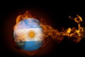 Fire surrounding argentina ball Royalty Free Stock Photo