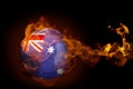 Fire surrounding australia ball Royalty Free Stock Photo