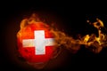 Fire surrounding switzerland ball Royalty Free Stock Photo