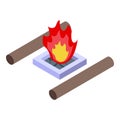 Fire swim camp icon isometric vector. Slide wall