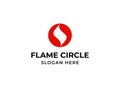 Fire symbol in circle logo. Flame logotype