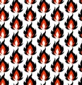 Fire symbols seamless pattern isolated on white background. Vector illustration. Flame pattern. Royalty Free Stock Photo