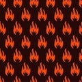 Fire symbols seamless pattern. Vector illustration. Spurts of flame. Red, orange fire symbol. Vector fire seamless background for Royalty Free Stock Photo