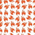 Fire symbols seamless pattern. Vector illustration. Spurts of flame. Red, orange fire symbol. Vector fire seamless background for Royalty Free Stock Photo