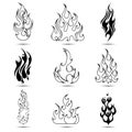 Fire Tattoo Icon Set Royalty Free Stock Photo