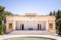 Fire temple in Yazd, Iran, seen from its exterior park. A fire temple in Zoroastrianism is the place of worship for Zoroastrians. Royalty Free Stock Photo