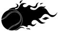 Fire Tennis Ball black silhouette vector Illustration for template Design