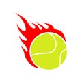 Fire tennis. Flame ball. Emblem game sport team