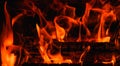 Fire. Fire texture. Burning wood in the fireplace. Close-Up Of Fire In The Dark. Fire flames burning isolated on black background Royalty Free Stock Photo