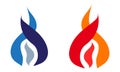 Fire, three flames, gas burning. Flat vector illustration