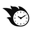 Fire time icon, clock in fire icon, fast time management logo, deadline concept design, stopwatch flames sign Ã¢â¬â vector