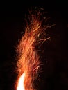 Fire. Top of the fire at the night with sparkles Royalty Free Stock Photo
