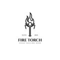 Fire torch logo vector illustration design, minimalist, monoin, simple torch logoe logo