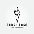 Fire torch logo vector design, line art logo minimalist