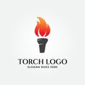 Fire torch logo vector illustration design line art logo minimalist