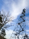 Fire tower ascending to the sky in alablama Royalty Free Stock Photo