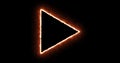Fire triangle on a black background. Abstract hot triangle, flame frame. Gradually, a burning triangle of fire and Royalty Free Stock Photo
