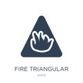 fire triangular icon in trendy design style. fire triangular icon isolated on white background. fire triangular vector icon simple
