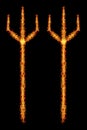 fire trident isolated on black Royalty Free Stock Photo