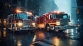 Fire truck with emergency lights on the street Royalty Free Stock Photo