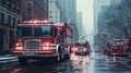 Fire truck with emergency lights on the street Royalty Free Stock Photo