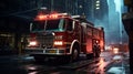 Fire truck with emergency lights on the street Royalty Free Stock Photo