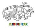 Fire truck or fire engine with eyes Coloring book Royalty Free Stock Photo