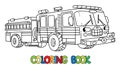 Fire truck or fire engine with eyes Coloring book Royalty Free Stock Photo