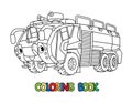 Fire truck or fire engine with eyes Coloring book Royalty Free Stock Photo