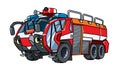 Fire truck or fire engine with eyes. Funny car Royalty Free Stock Photo