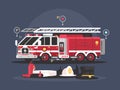 Fire truck and equipment for fire extinguishing Royalty Free Stock Photo