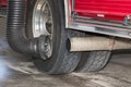 Fire truck exhaust tailpipe with diesel fume extractor hose system