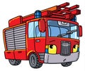 Fire truck or firemachine with eyes Royalty Free Stock Photo