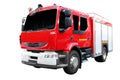 Fire truck front view isolated