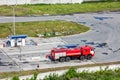 Fire truck at a gas station