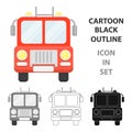 Fire truck icon cartoon. Single silhouette fire equipment icon from the big fire Department cartoon - stock vecto - Royalty Free Stock Photo