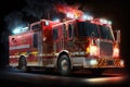 fire truck with lights flashing and siren blaring, responding to emergency call Royalty Free Stock Photo