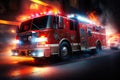 fire truck with lights flashing and siren blaring, responding to emergency call Royalty Free Stock Photo