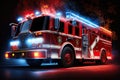 fire truck with lights flashing and siren blaring, responding to emergency call Royalty Free Stock Photo